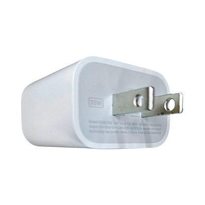 Cargador Apple 35w Tipo C A C Iphone 17, 16, 15 Air Pro Max Blanco